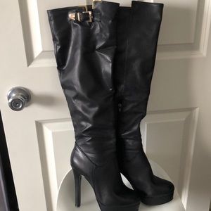 Boots-Paper Fox Leather platform knee high size 9